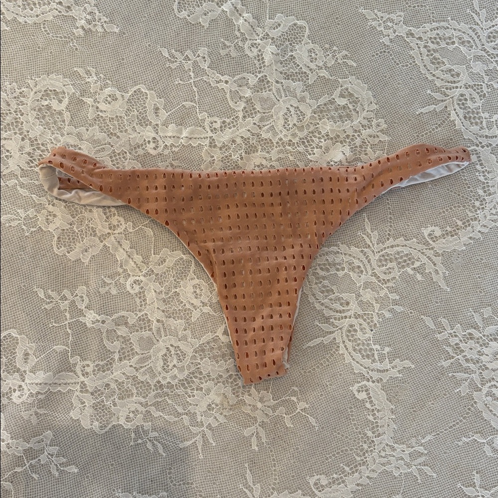 Acacia Nude Tan Mesh Cheeky/Thong Swim Bottoms